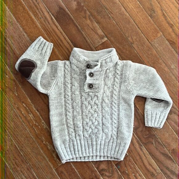 Baby boys 18 month Thick Knit stitch Fisherman’s sweater with elbow patches - Picture 4 of 13